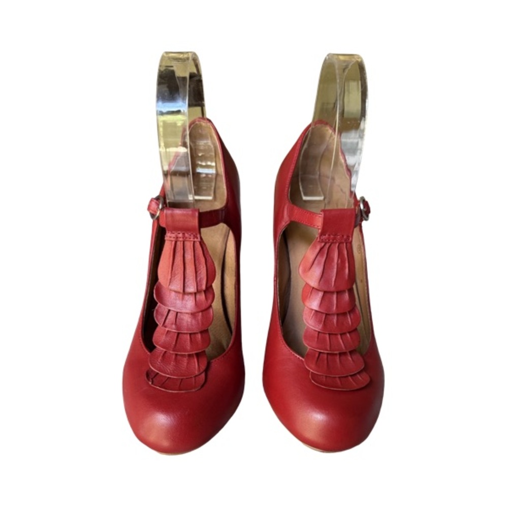 Aldo Red Leather Mary Jane’s Size 37 US 6.5 - Picture 5 of 11